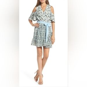 Foxiedox Lexie Cold Shoulder Faux Wrap Dress, VGUC, Size M